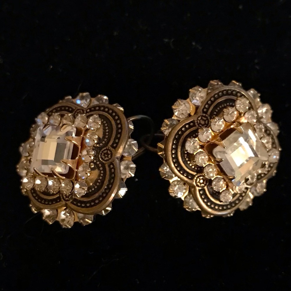 Mary Demarco vintage look large sparkly earrings.